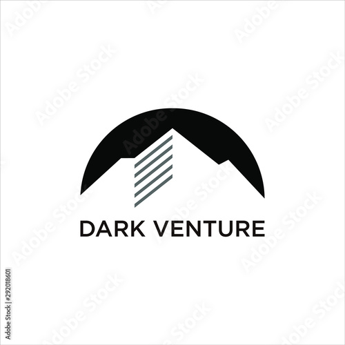 simple black abstract building for venture logo design template