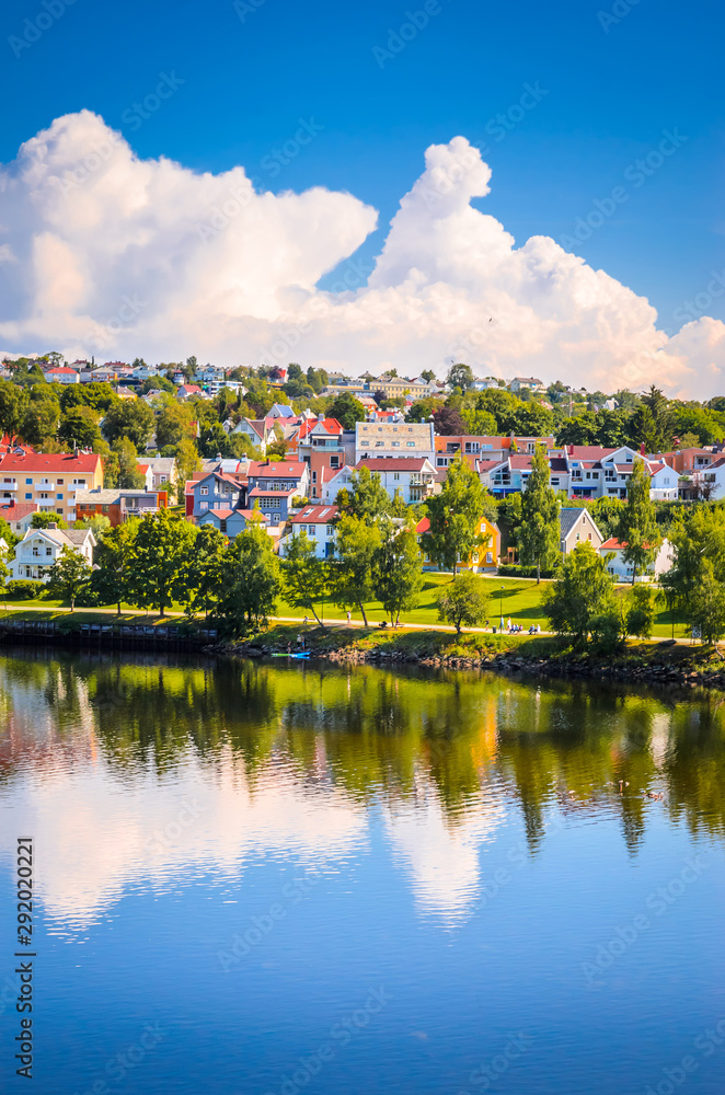 Panoramic view of beautiful city Trondheim, Norway