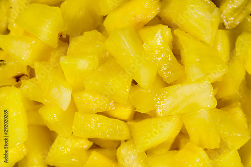 Pieces of chopped pineapple for the background
