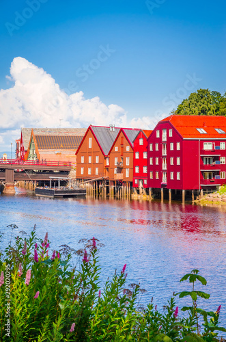Obraz na płótnie Panoramic view of beautiful city Trondheim, Norway w salonie