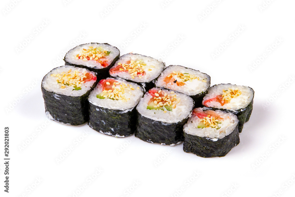 Set of sushi rolls isolated on white background Set of sushi rolls isolated on white background
