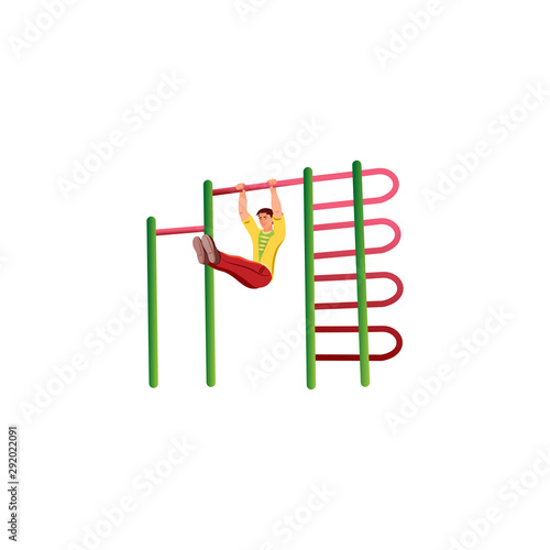 Man keeping balance during street workout vector illustration