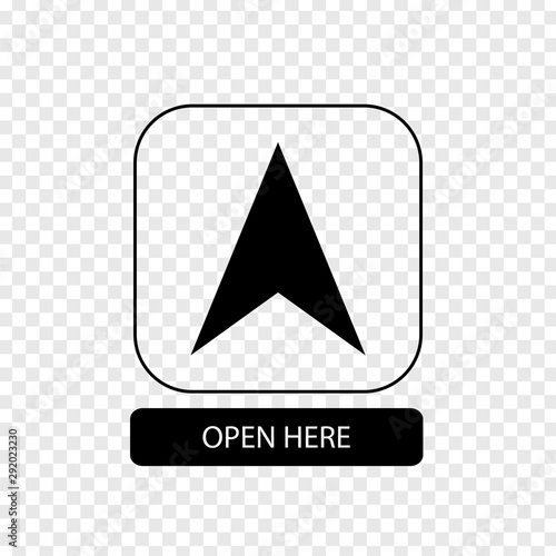 Open here sign. Flat packaging symbol. Mail box icon isolated on transparent background. Mail icon. Vector illustration