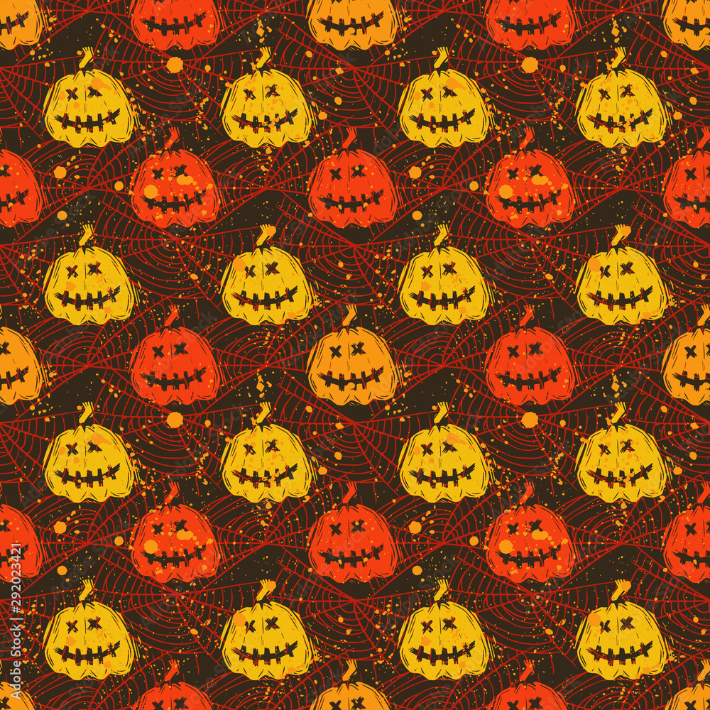 Smiling jack lanterns creative flat seamless pattern Smiling jack lanterns creative flat seamless pattern