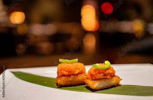 Canvas Print Close up shot of delicious Japanese style Sushi