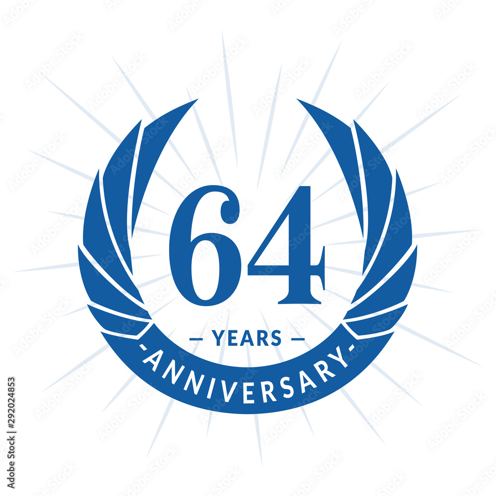 64th years anniversary celebration design. Seventy-four years logotype. Blue vector and illustration. 64th years anniversary celebration design. Seventy-four years logotype. Blue vector and illustration.