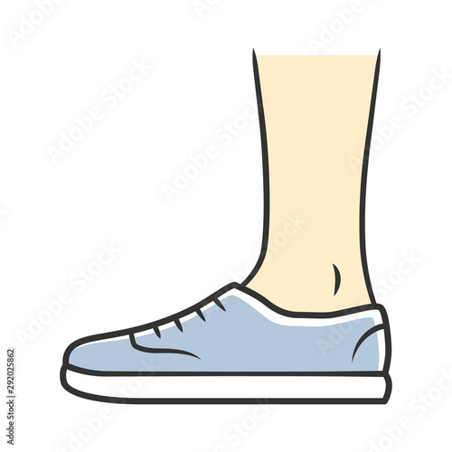 Trainers blue color icon. Women and men stylish footwear design. Unisex casual sneakers, modern comfortable tennis shoes. Male and female autumn, spring season fashion. Isolated vector illustration