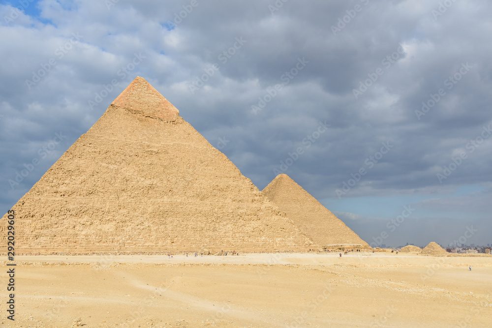 The great pyramids in Giza plateau. Cairo, Egypt The great pyramids in Giza plateau. Cairo, Egypt