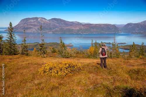 Happy hiking in great autumn weather in northern Norway