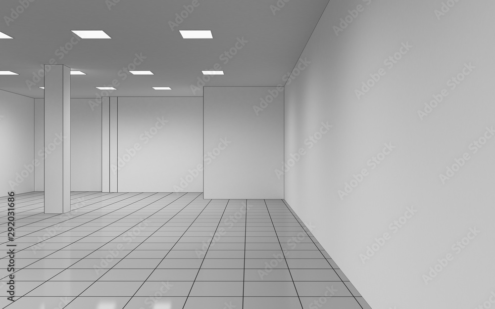 Obraz premium empty pavilion, interior visualization, 3D illustration