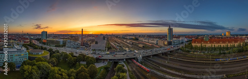 Sunrise over Munich as a pano, bavaria in germany.