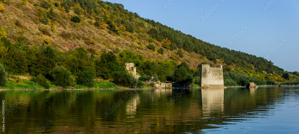 ruins bridge over the Dniester river