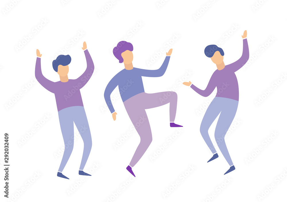 vector illustration set of dancing people in a flat style