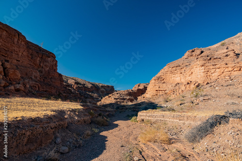 Hiking in the White Owl Canyon of Lake Mead National Recreation Area © Kit Leong