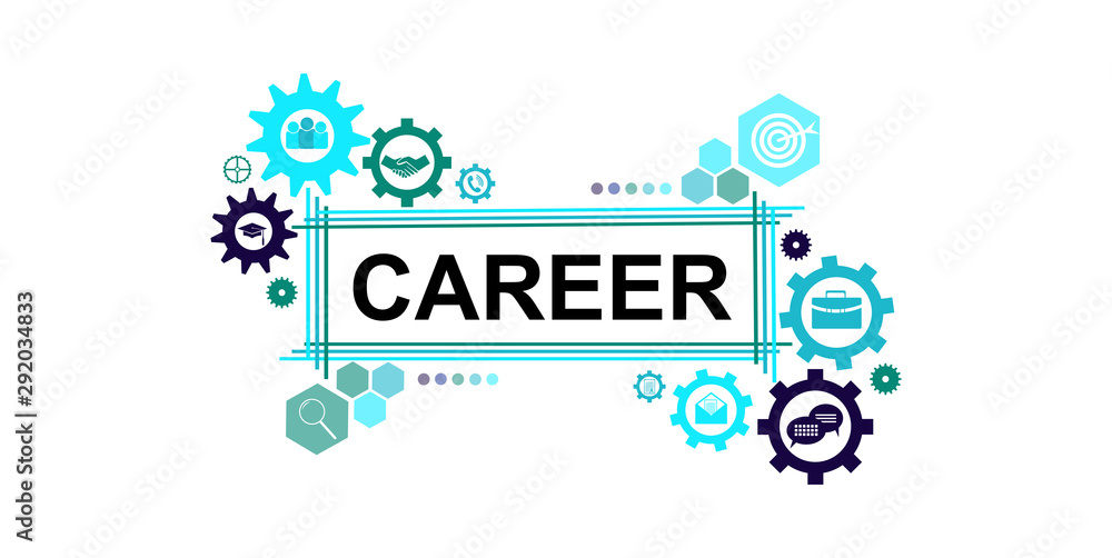 Career business icons in gear. Corporate working in sync. Talent wanted, Human resources Career business icons in gear. Corporate working in sync. Talent wanted, Human resources
