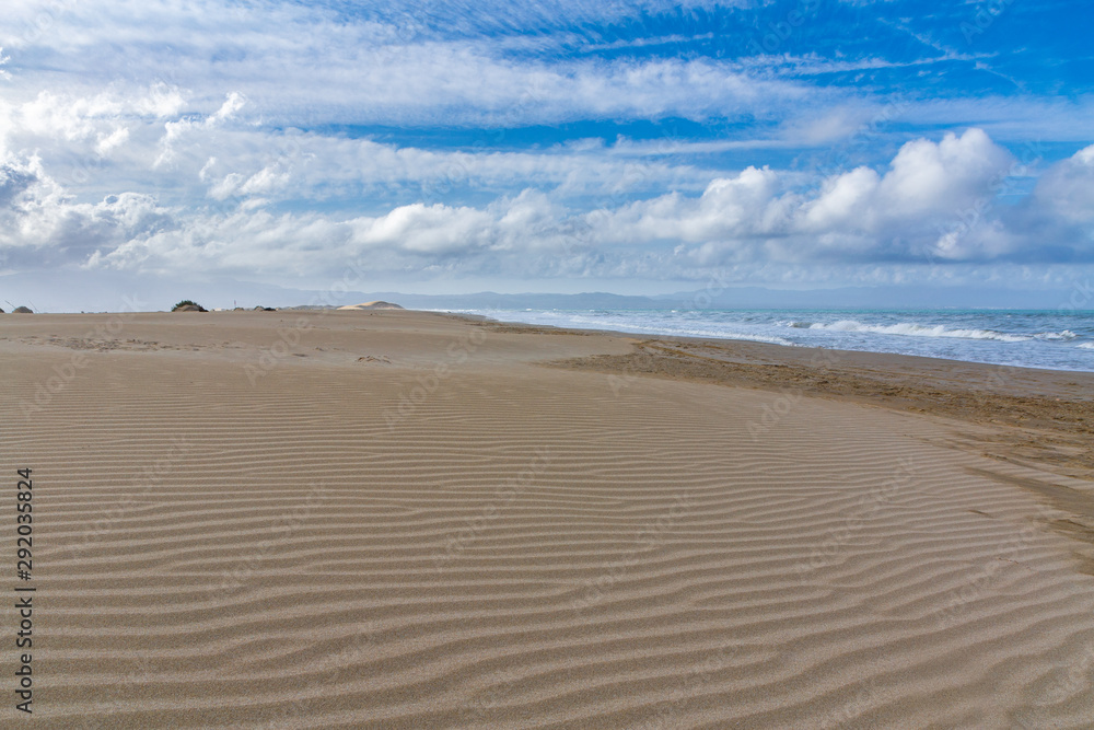 The sandy beach near Deltebre, Catalonia, Spain