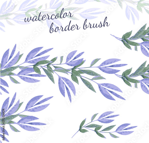 Set of plant vector elements, border brush