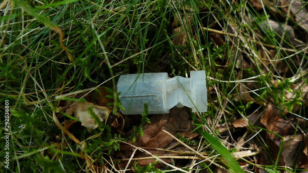 Plastic from a pellet cartridge in the mountain Plastic from a pellet cartridge in the mountain