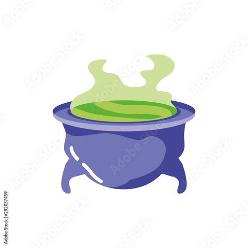 cauldron bubbly of witch on white background