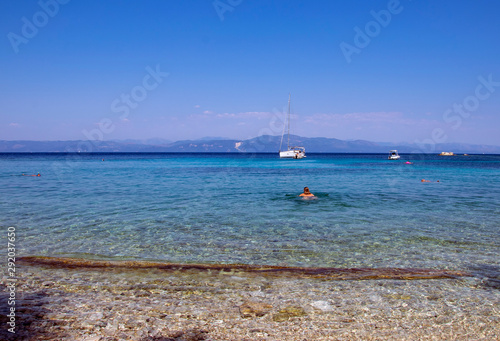 Summer day at Marmari Beach, Paxos, Greece