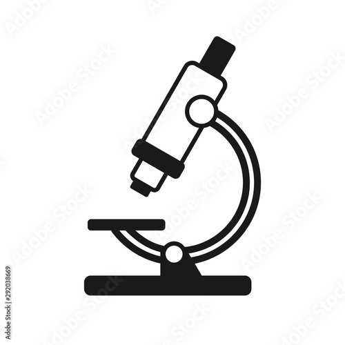 Icon of microscope in flat style isolated on white background. Vector illustration