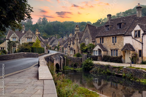 Castle Combe village within the Cotswolds Area in Wiltshire, England photo