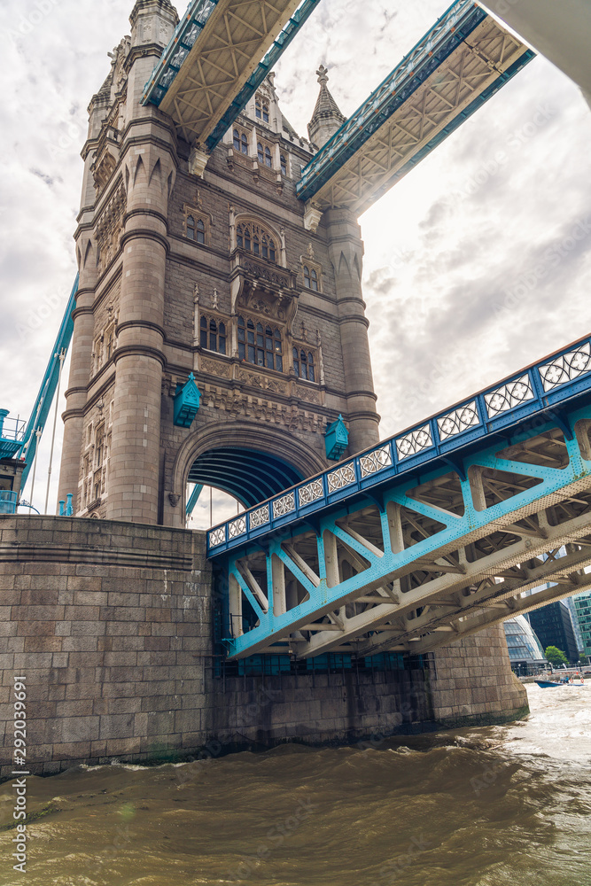 London Tower Bridge. Photo taken from Thames perspective