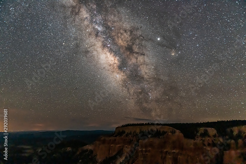 Night sky with dark milky way in Bryce Canyon National Park in Utah at Pariah view overlook