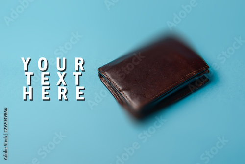 brown leather wallet with copy space