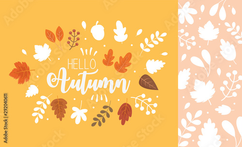 hello autumn banner season design