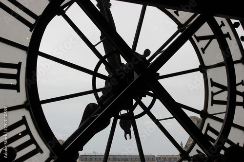 Clock, black and white photo