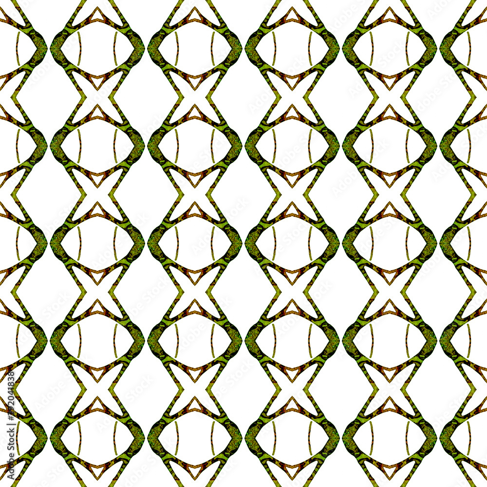 Naklejka premium Orange green geometric seamless pattern. Hand draw