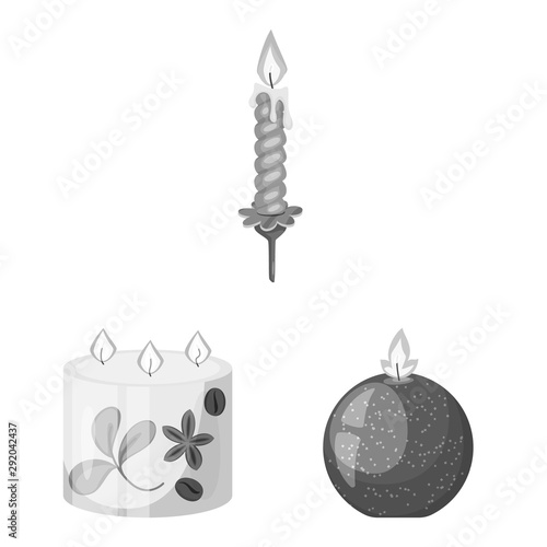 Isolated object of paraffin and fire logo. Collection of paraffin and decoration stock vector illustration.