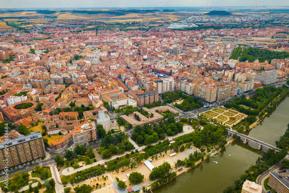 District of Valladolid with modern apartment buildings and river