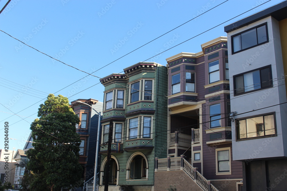 Colored buildings in the city