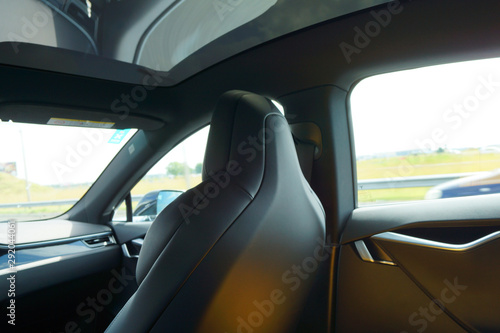 Wallpaper Mural car interior fragment with front seat made of black leather Torontodigital.ca