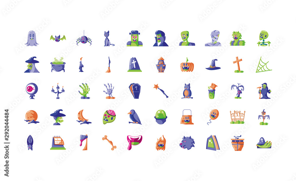 bundle halloween with set icons bundle halloween with set icons