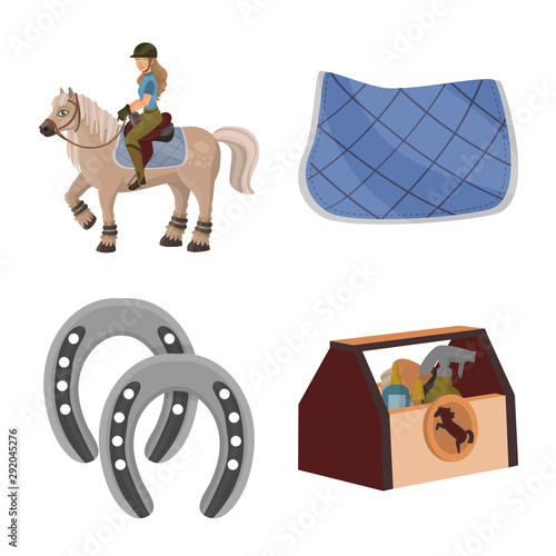 Vector illustration of horseback and equestrian symbol. Collection of horseback and horse vector icon for stock.