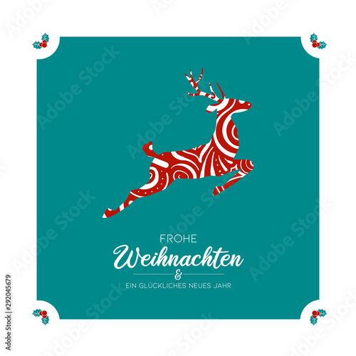 Weihnachtgruß Rentier mit Muster