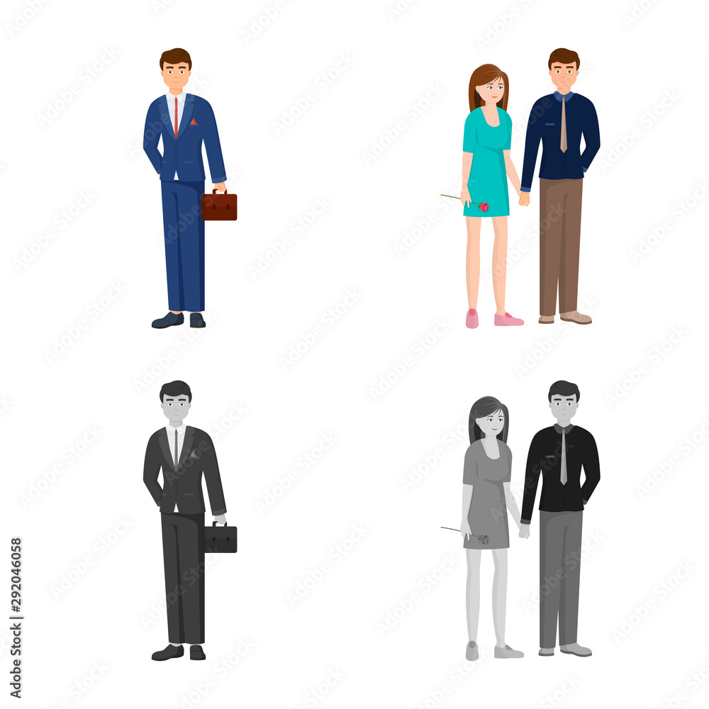 Isolated object of character and avatar logo. Set of character and portrait stock symbol for web. Isolated object of character and avatar logo. Set of character and portrait stock symbol for web.