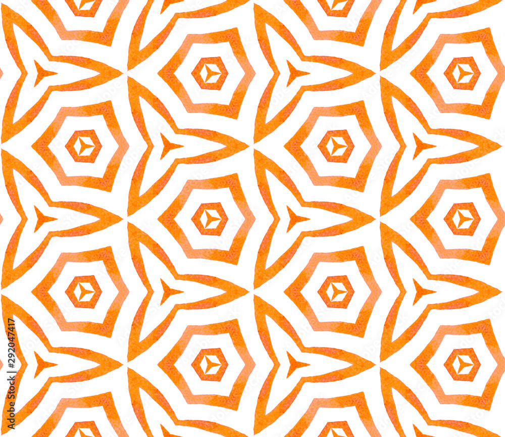 Orange kaleidoscope seamless pattern. Hand drawn w Orange kaleidoscope seamless pattern. Hand drawn w