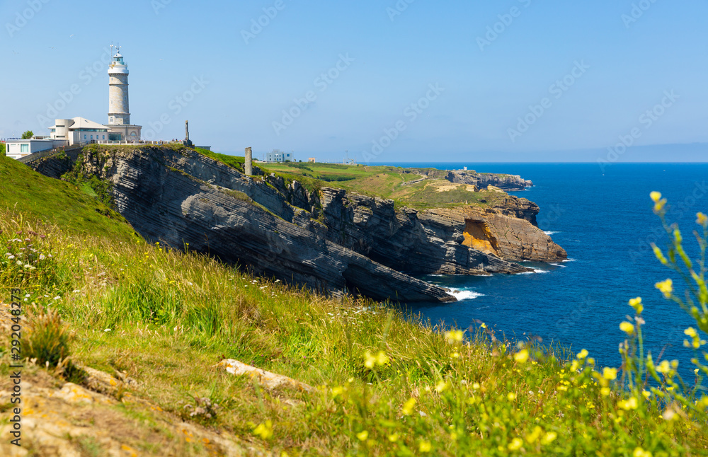 Lighthouse at cape Major (Faro de Cabo Mayor). Santander. Spain