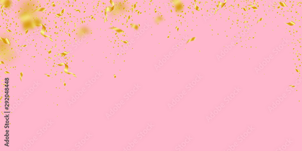 Streamers and confetti. Gold tinsel and foil ribbo