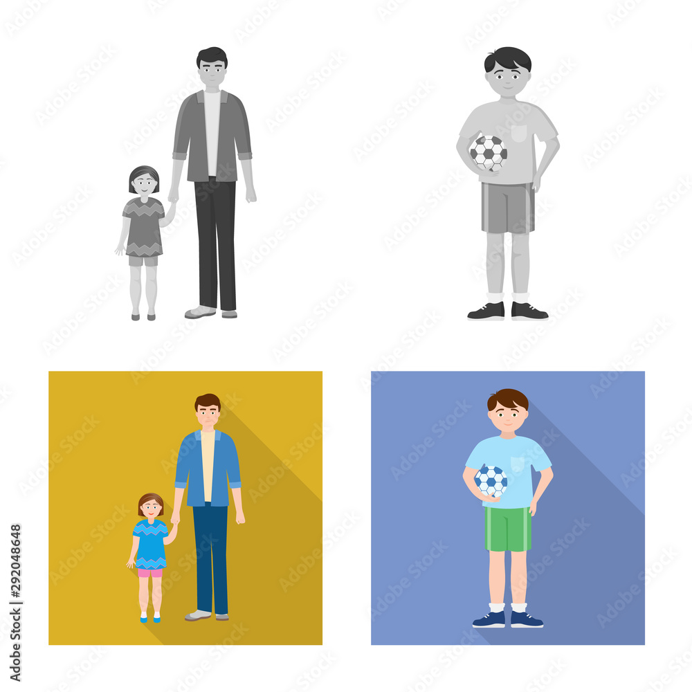 Vector illustration of character and avatar sign. Collection of character and portrait stock vector illustration.