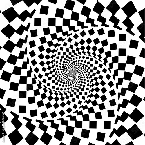 Black and white optical illusion. Illustration in Vector. abstract background