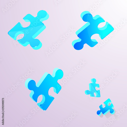 Puzzle piece balancing - vector. Falling puzzle pieces. Vector illustration.