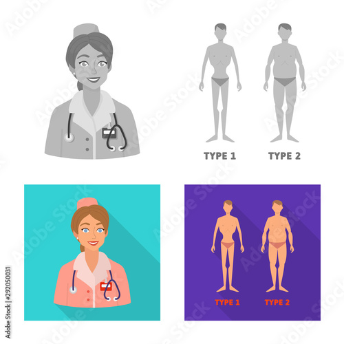 Isolated object of diet and treatment icon. Collection of diet and medicine vector icon for stock.