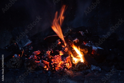 Des flammes, des braises et du charbon