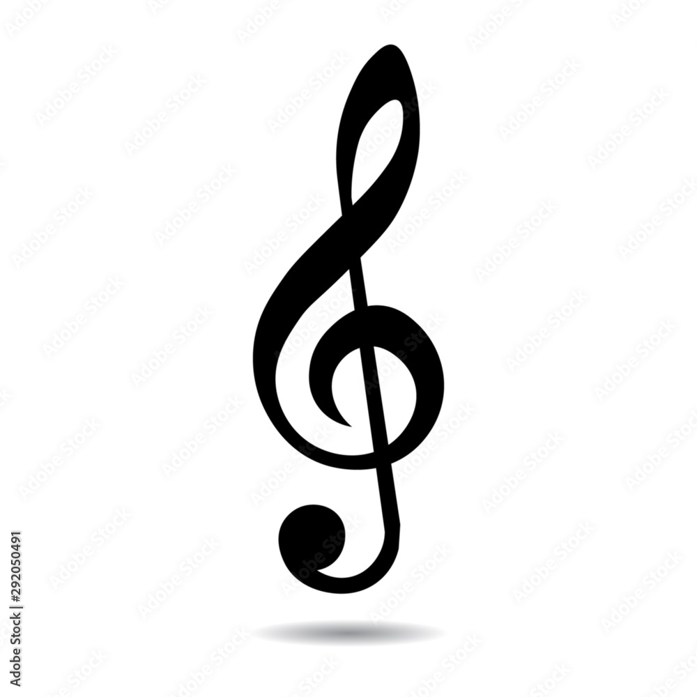 Music note clef, key, isolated vector illustration. Music note clef, key, isolated vector illustration.