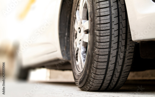 car tire tread and tread depth. vehicle tire exterior view © oktay